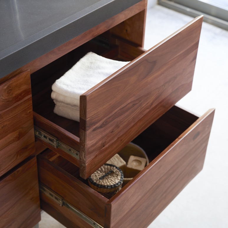 Nova - Mueble de baño de palisandro macizo y piedra de lava de 120 cm