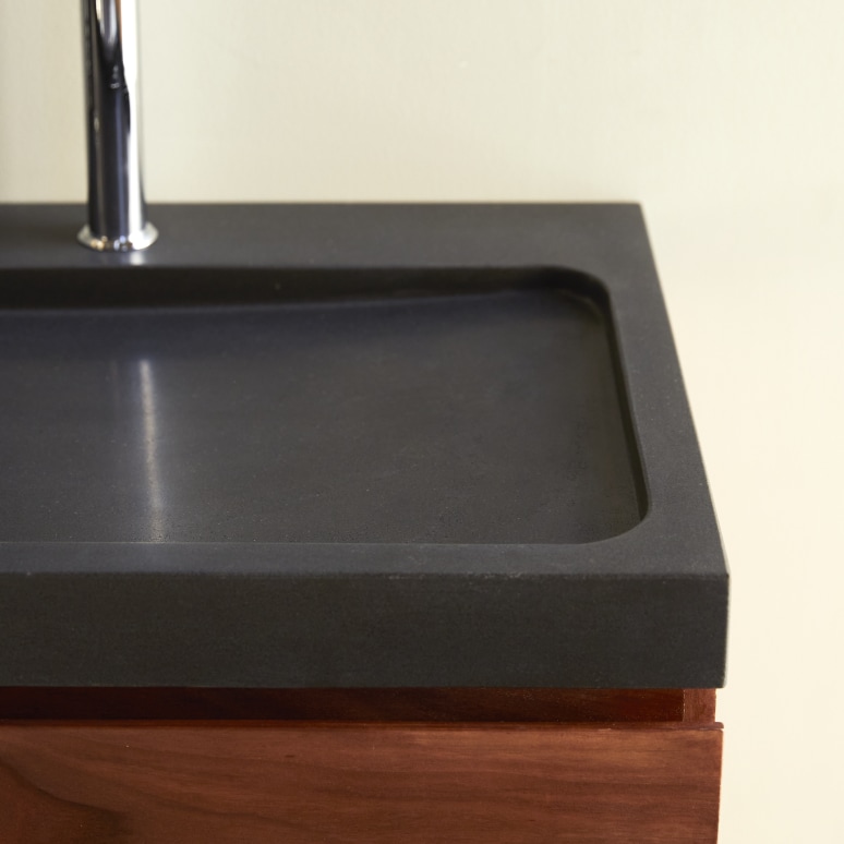 Nova - Mueble de baño de palisandro macizo y piedra de lava de 120 cm