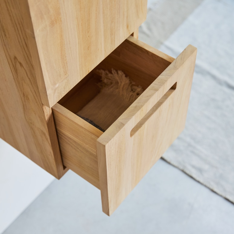 Line - Hochschrank aus massivem Teakholz