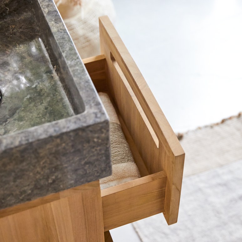 Line - Badkamermeubel in massief teakhout en marmer 40 cm