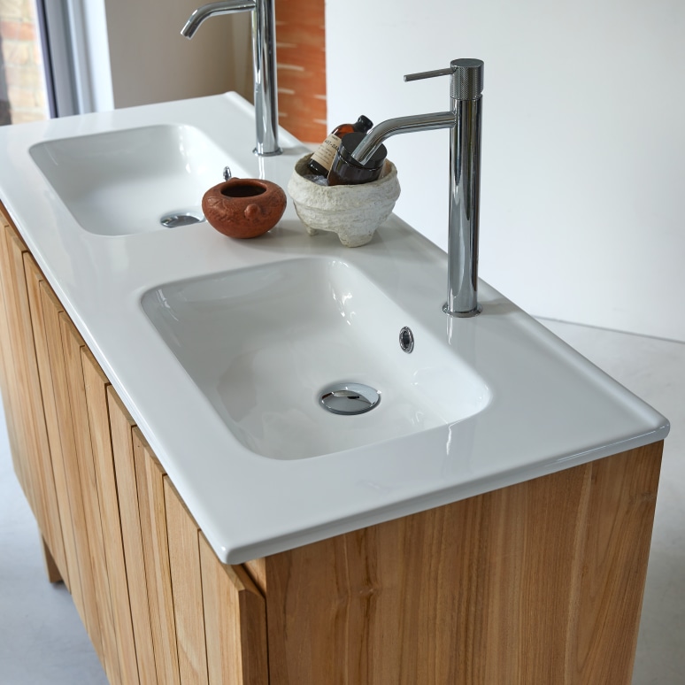 Jill - Solid Teak and Ceramic 48" Double Vanity