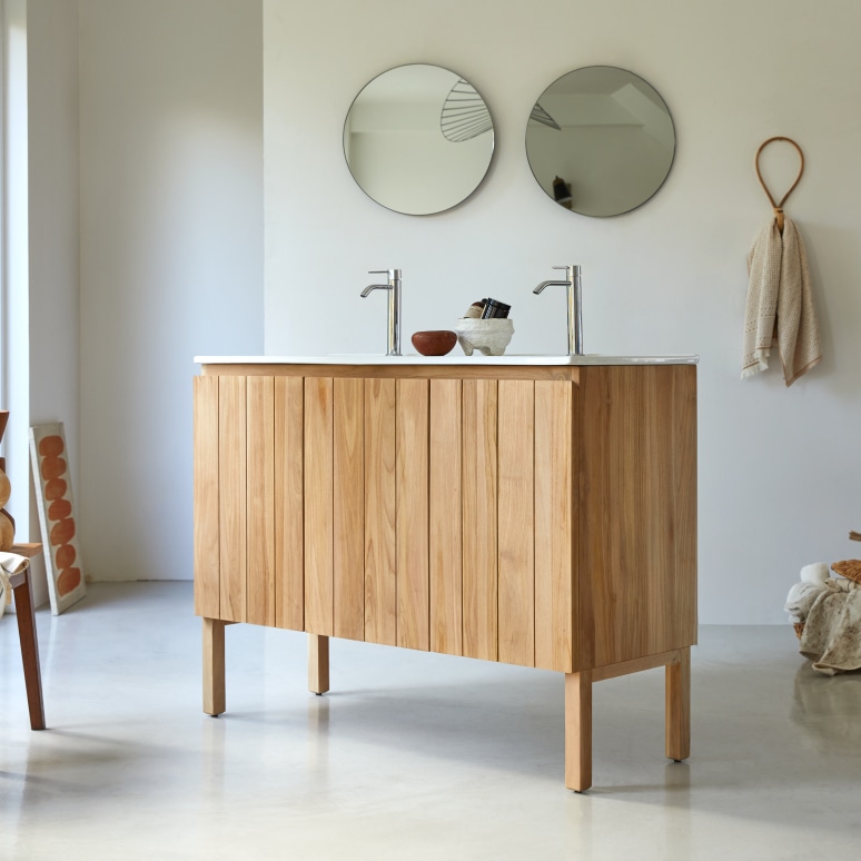 Jill - Solid Teak and Ceramic 48" Double Vanity