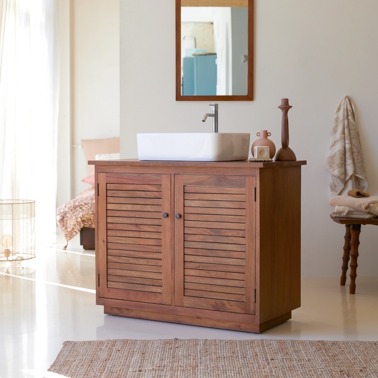 Loggia - Mobile per il bagno in legno di acacia massello 90 cm