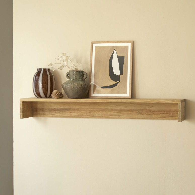 Arty - Wandplank van massief teakhout
