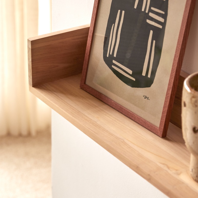 Arty - Wandplank van massief teakhout