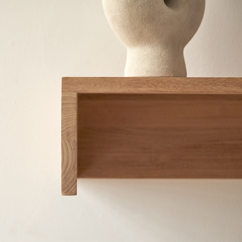 Arty - Wandplank van massief teakhout