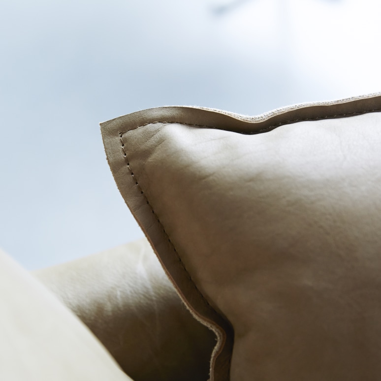 Woodnest - Sofa 2-Sitzer aus massivem Eichenholz und Leder Cheyenne