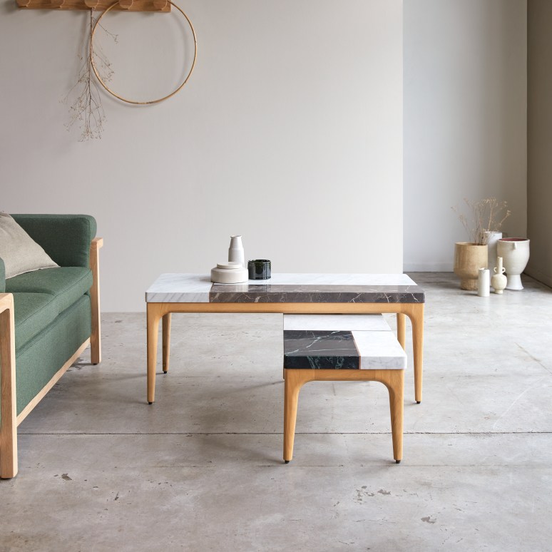 Stonepiet - Solid Oak and Marble Coffee Table