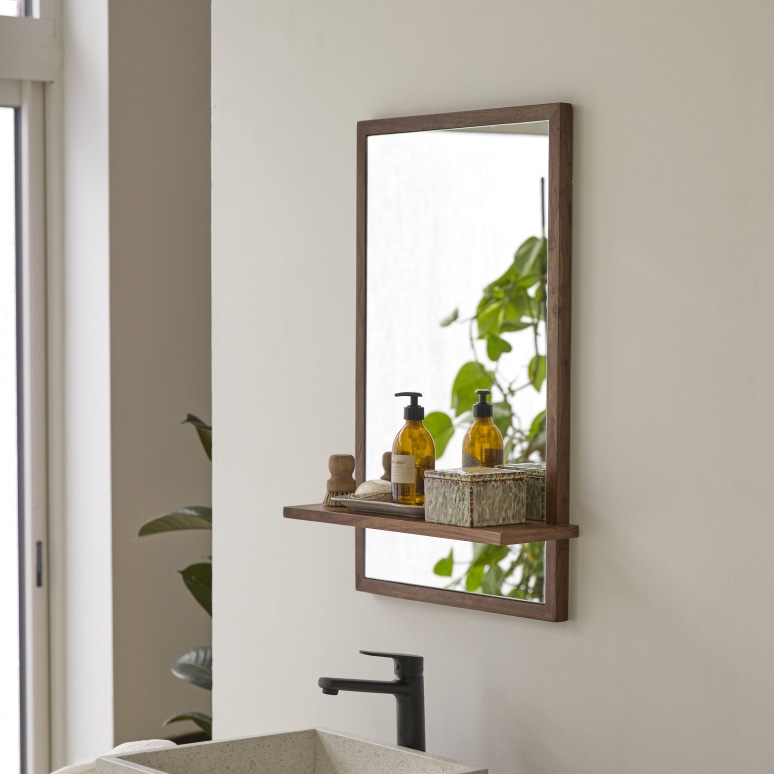 Galyno - Espejo de palisandro macizo de 75cm x 45 cm