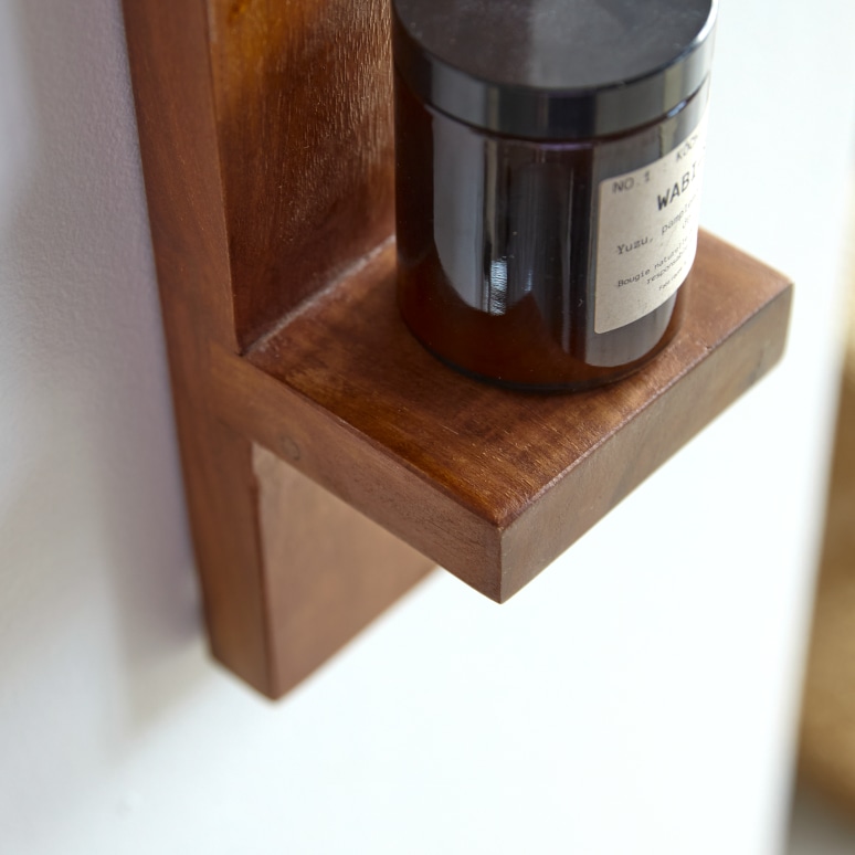 Bahya - Vertical bathroom shelf in solid sheesham wood