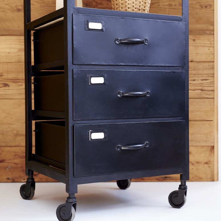 Industriel - Columna de madera oscura de mango y metal