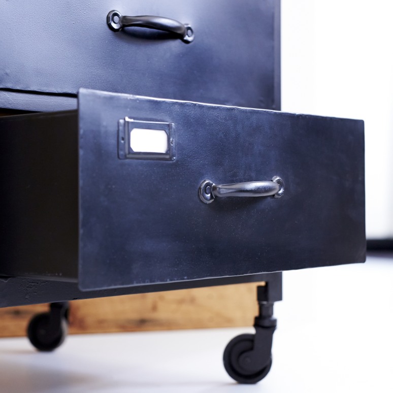 Industriel - Mobile a colonna in legno di mango e metallo