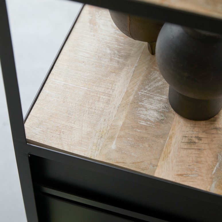 Industriel - Columna de baño de madera de mango macizo y metal