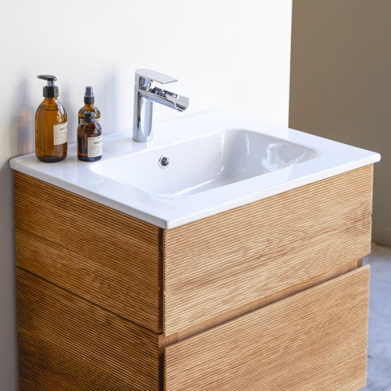Karl - Solid oak and ceramic bathroom cabinet 60 cm