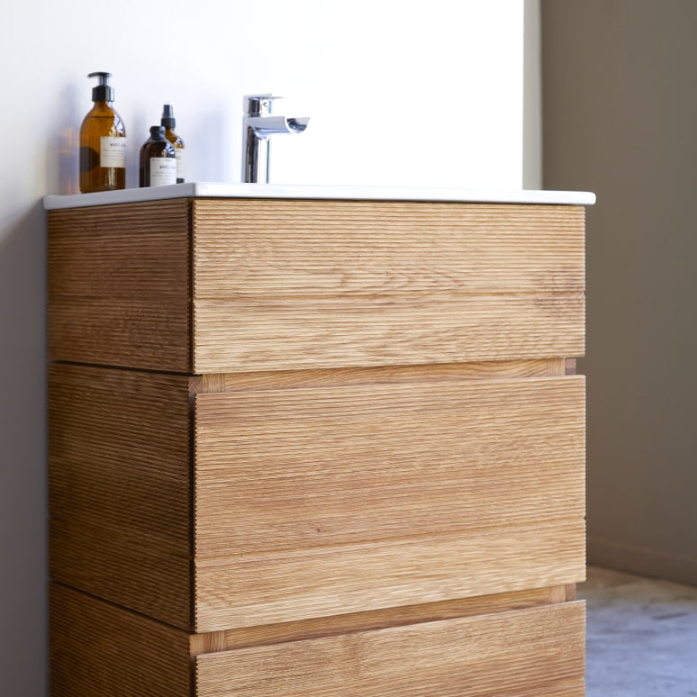 Karl - Solid oak and ceramic bathroom cabinet 60 cm