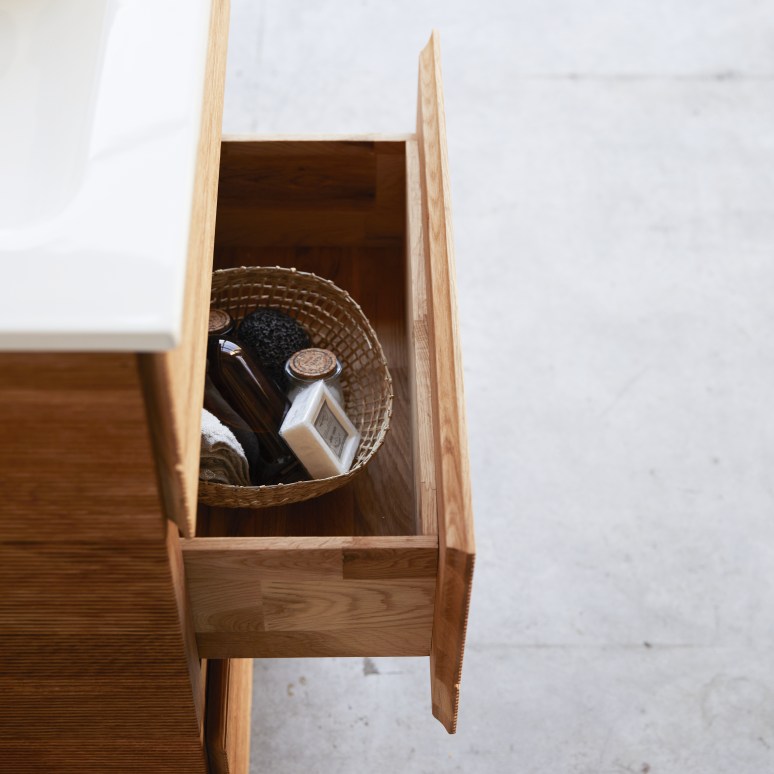 Karl - Mueble de baño de roble macizo y cerámica de 60 cm