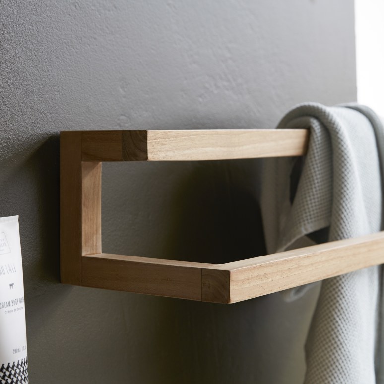 Léo - Solid Teak Wall-mounted Towel Rail