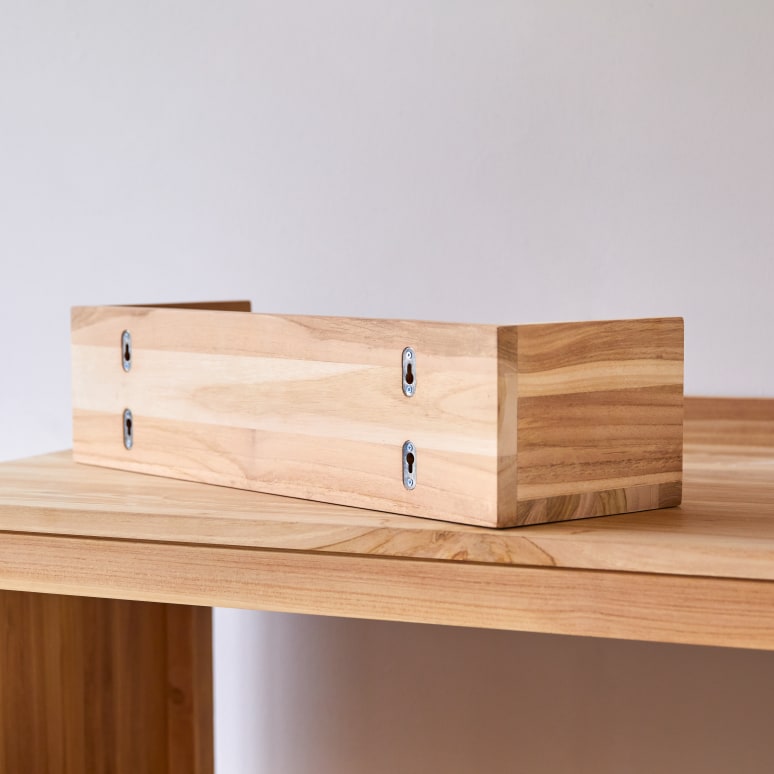 Ugo - Wandplank voor de hal van massief teak 60 cm