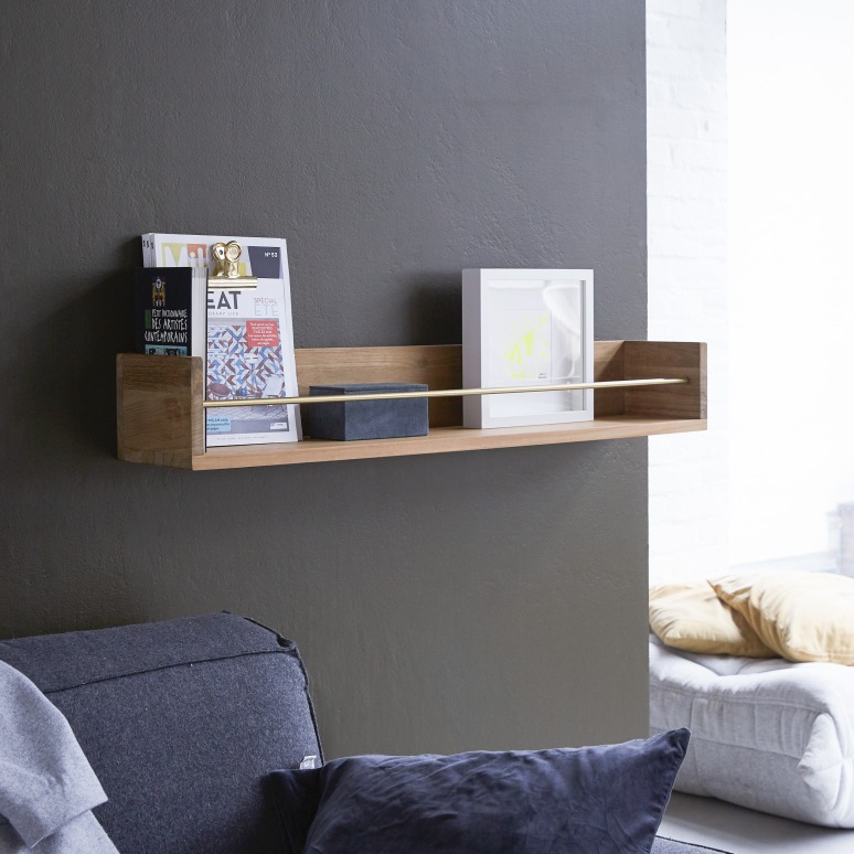 Sasha - Wall shelf in solid teak - 100 cm