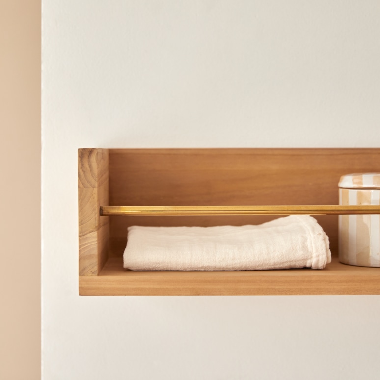 Sasha - Wandregal für das Bad aus massivem Teakholz 60 cm