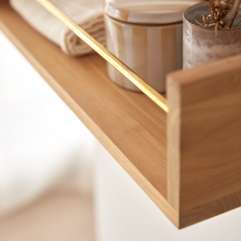 Sasha - Bathroom wall shelf in solid teak - 60 cm