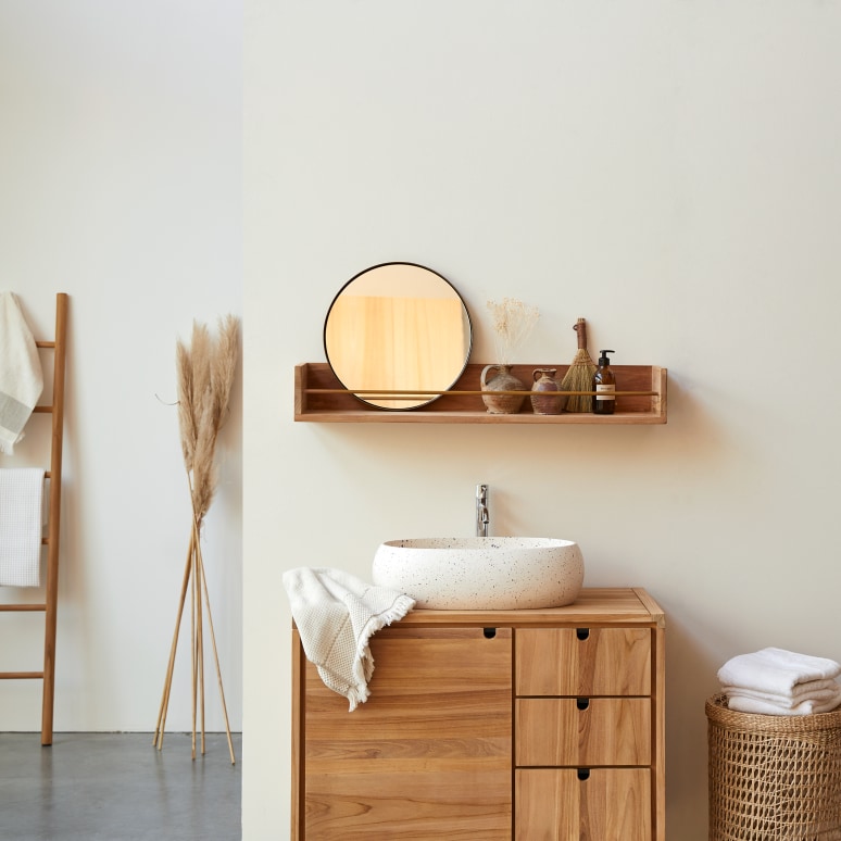 Sasha - Etagère de salle de bain en teck massif 100 cm
