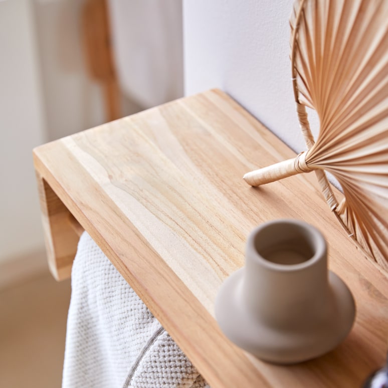 Ugo - Solid teak wall-mounted towel rail 60 cm