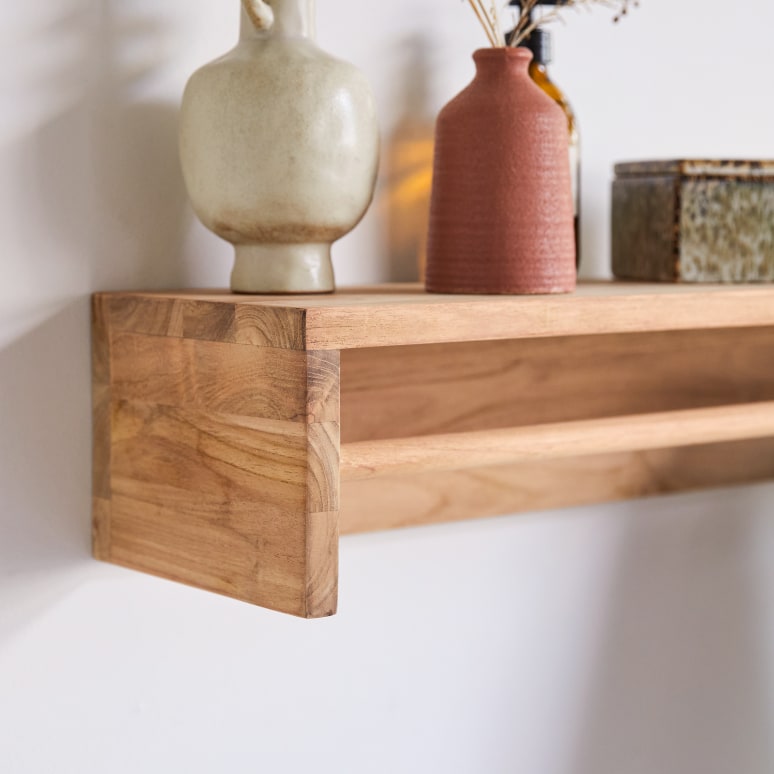 Ugo - Portasciugamani da parete in teak massello 100 cm