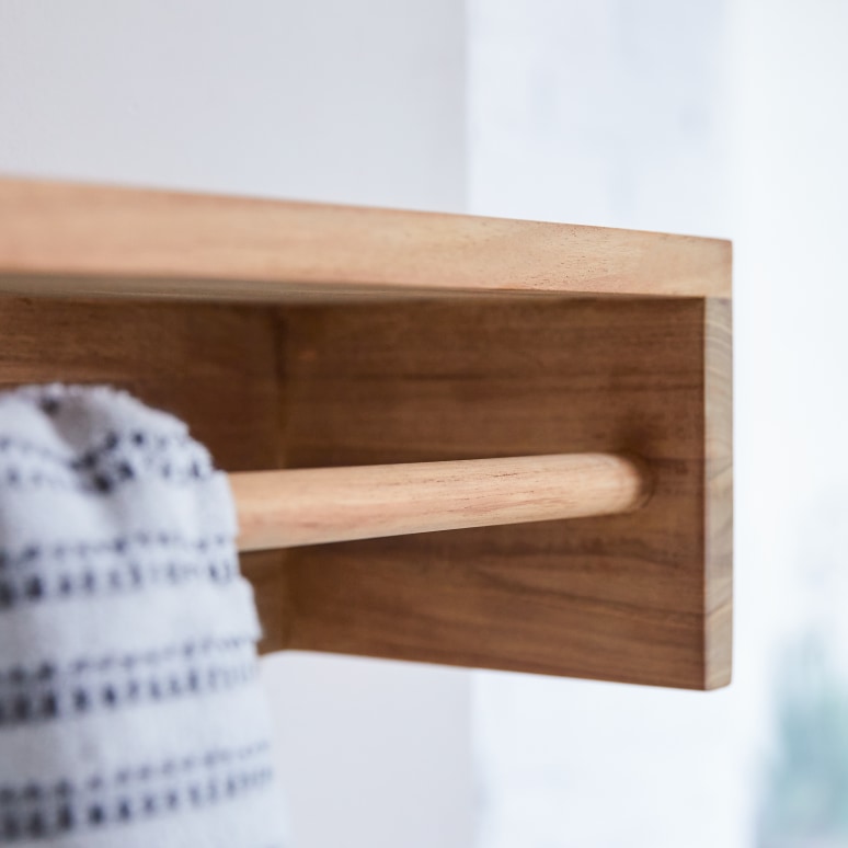 Ugo - Portasciugamani da parete in teak massello 100 cm