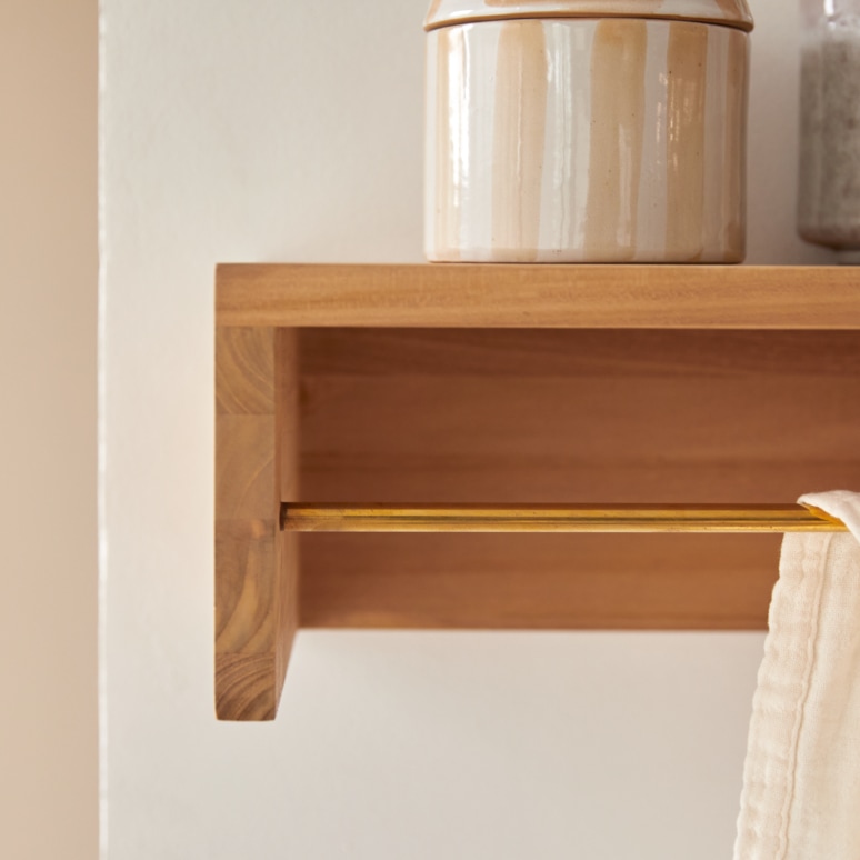 Sasha - Portasciugamani da parete in teak massello 60 cm