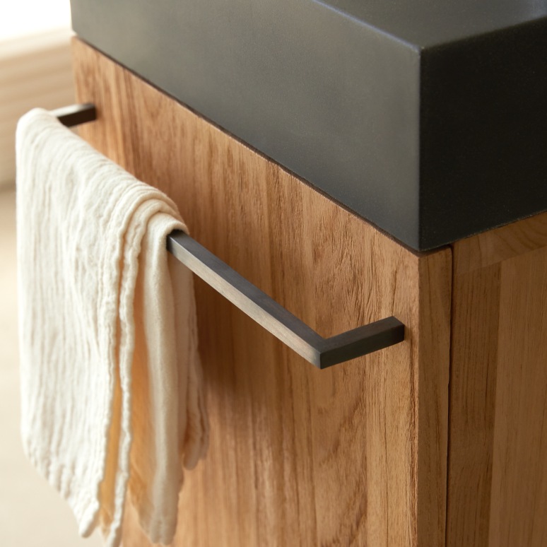 Stelle - Mobile per il bagno in teak massello e lavabo in marmo black