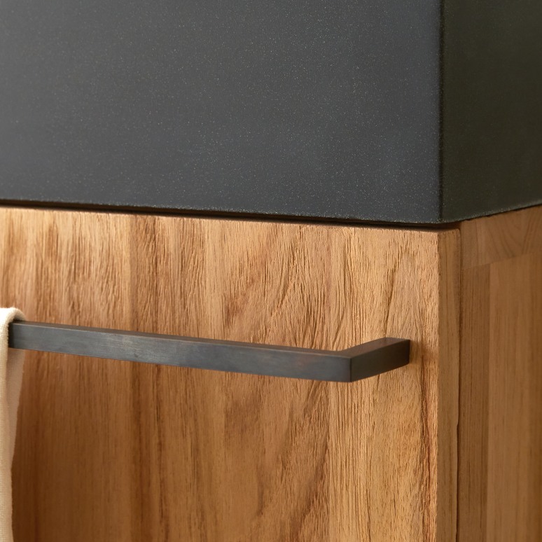 Stelle - Mobile per il bagno in teak massello e lavabo in marmo black
