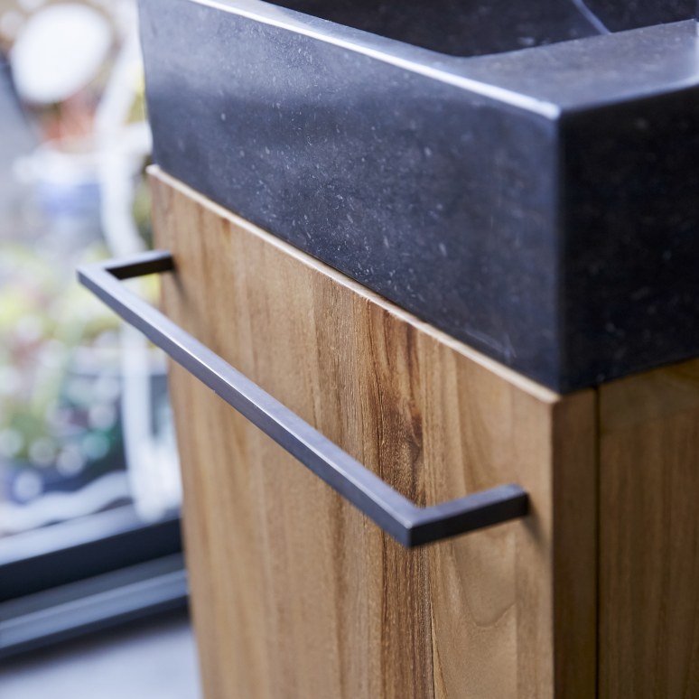 Stelle - Mobile per il bagno in teak massello e lavabo in marmo black
