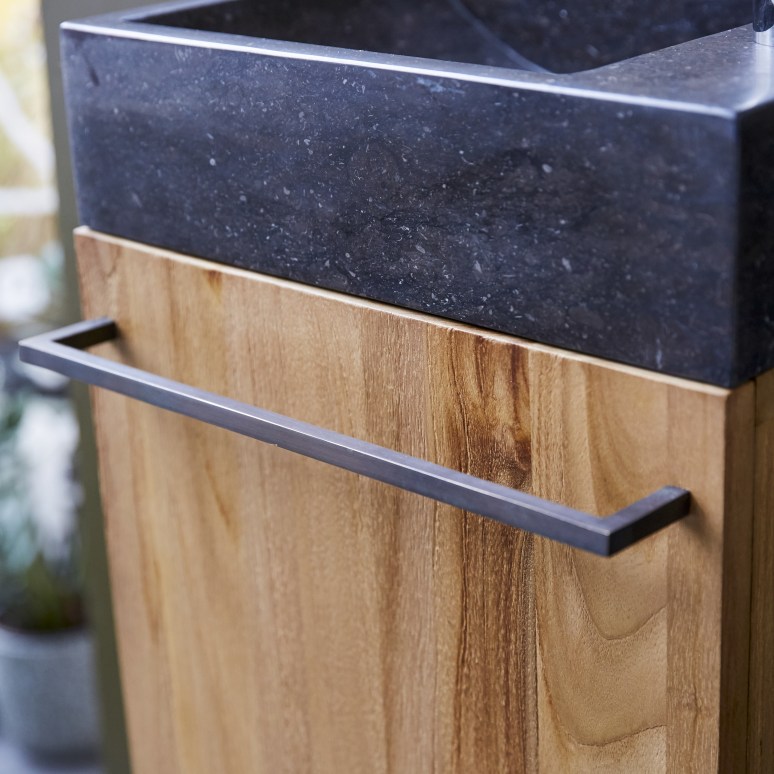 Stelle - Mueble de baño de teca maciza y mármol negro