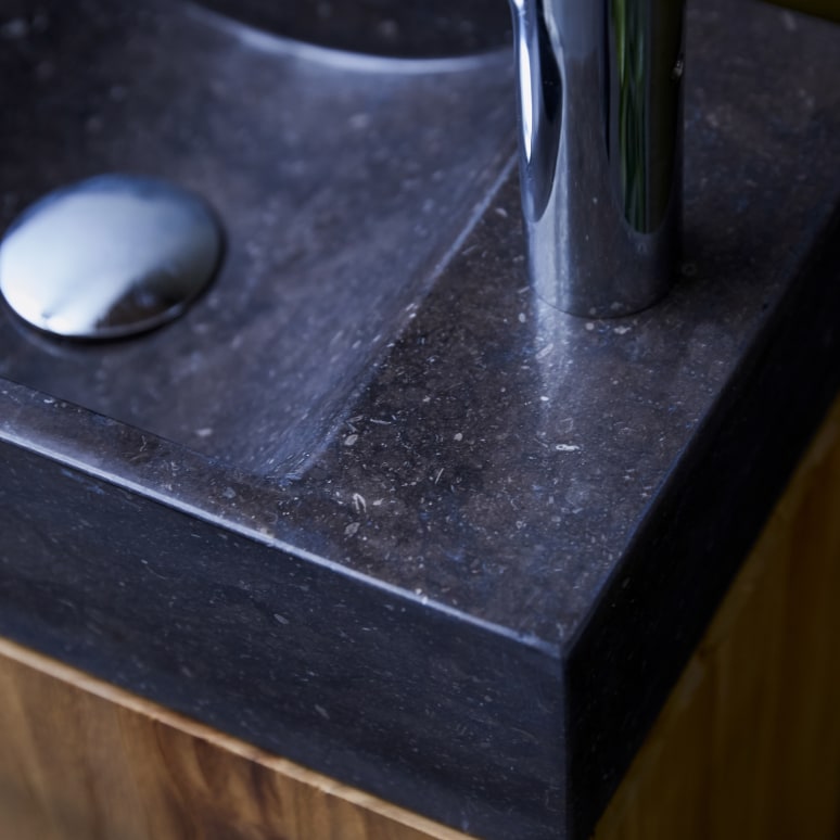 Stelle - Mueble de baño de teca maciza y mármol negro