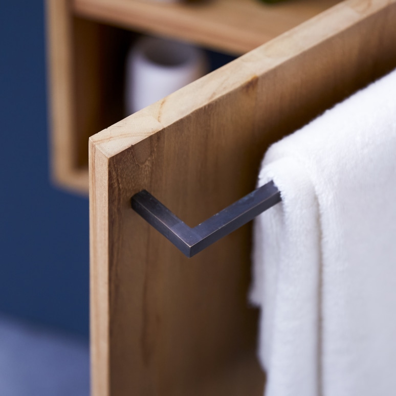 Stelle - Solid teak and grey marble vanity