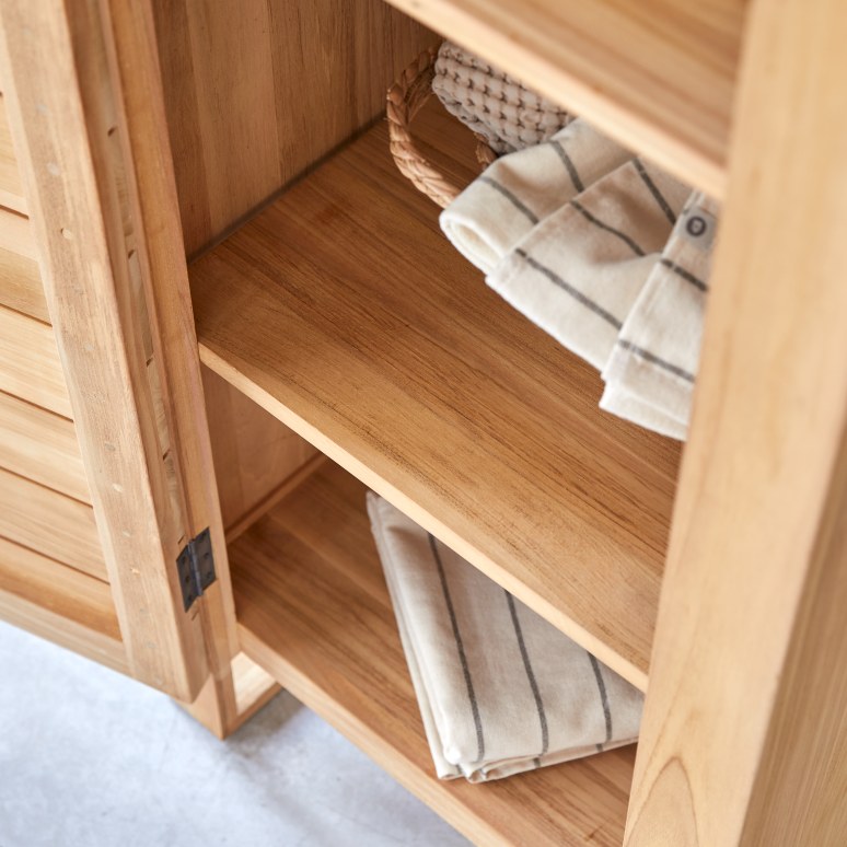 Minimalys - Bad-Hochschrank aus massivem Teakholz