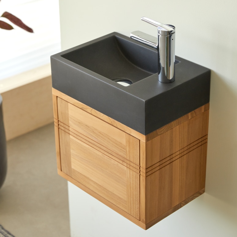 Basic - Solid teak and black marble unit