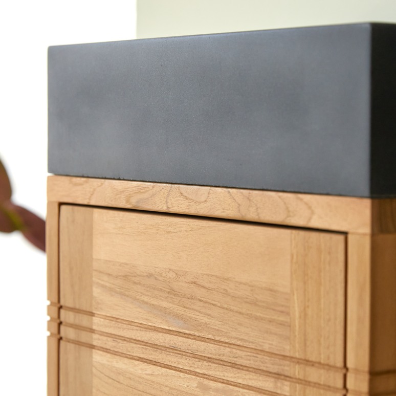 Basic - Solid teak and black marble unit