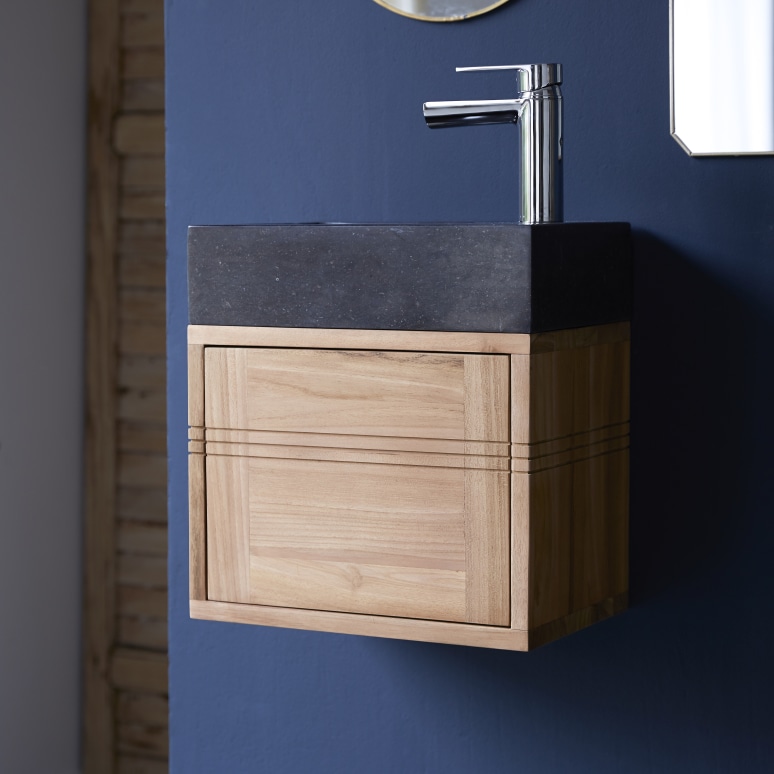 Basic - Solid teak and black marble unit