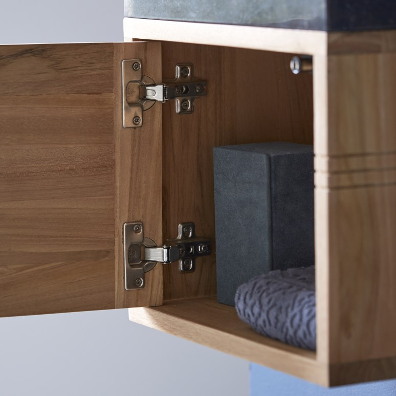 Basic - Mueble de baño de teca maciza y mármol negro