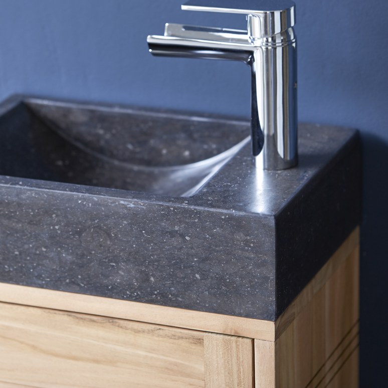 Basic - Solid teak and black marble unit