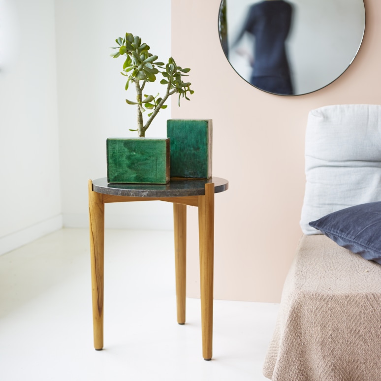 Nestor - Teak and black marble side table