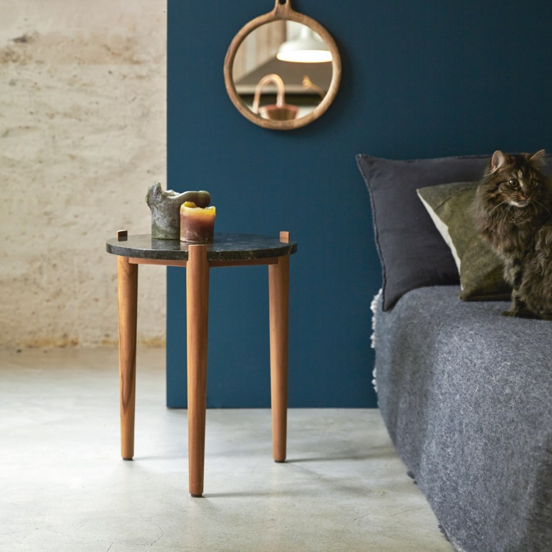 Nestor - Nachttisch aus Teak und Marmor black