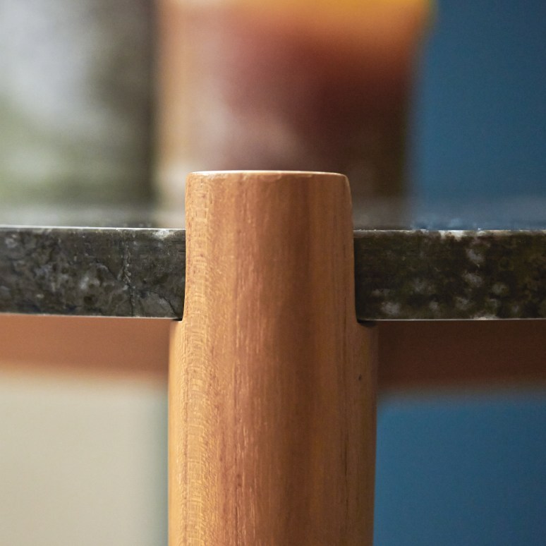 Nestor - Teak and back marble bedside table