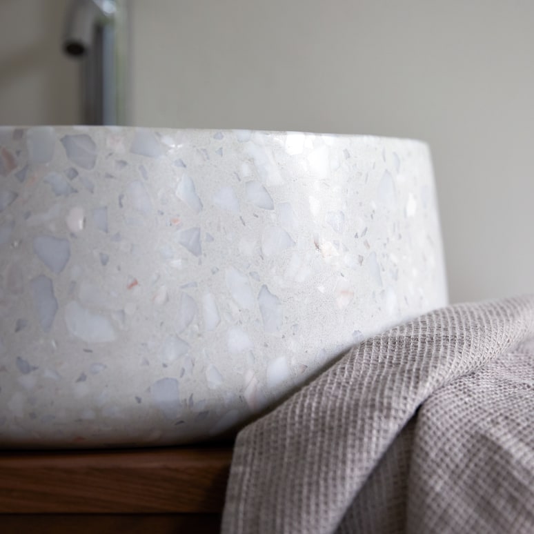 Milos - Vasque ronde en terrazzo premium moon