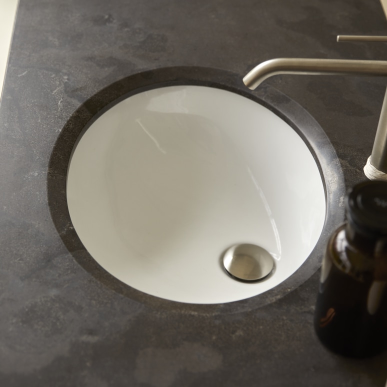 Emily - Mueble de baño de pino y piedra de 100 cm