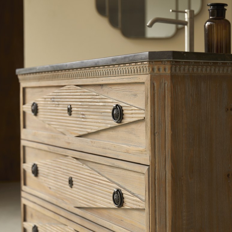 Emily - Solid pine and stone bathroom cabinet 100 cm
