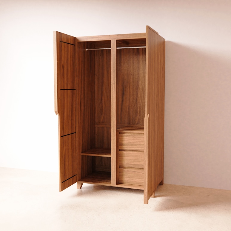 Greta - Garderobenschrank aus Massivteak