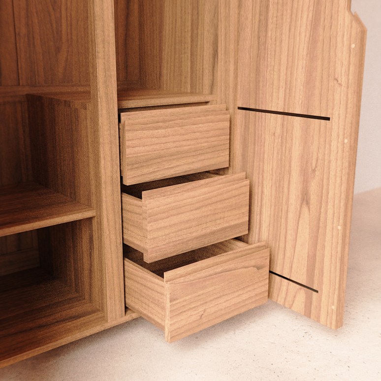 Greta - Garderobenschrank aus Massivteak